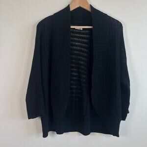 Sonoma Life Style Open Knit Shawl Collar Cardigan Short Lightweight Black Size L